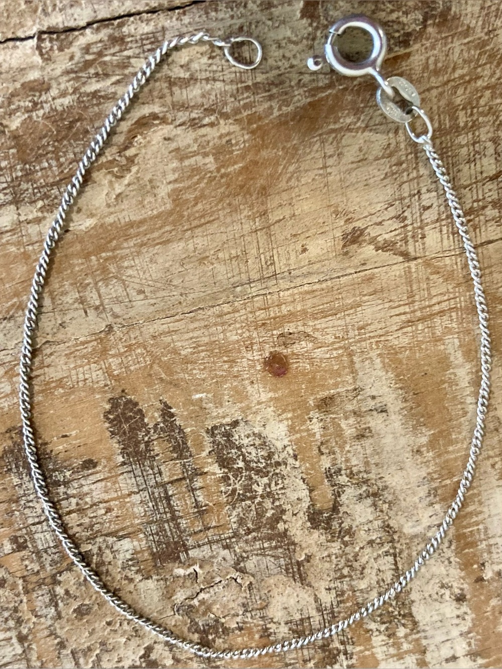 925 Italy Twisted Rope Chain Bracelet Sterling Silver 7”